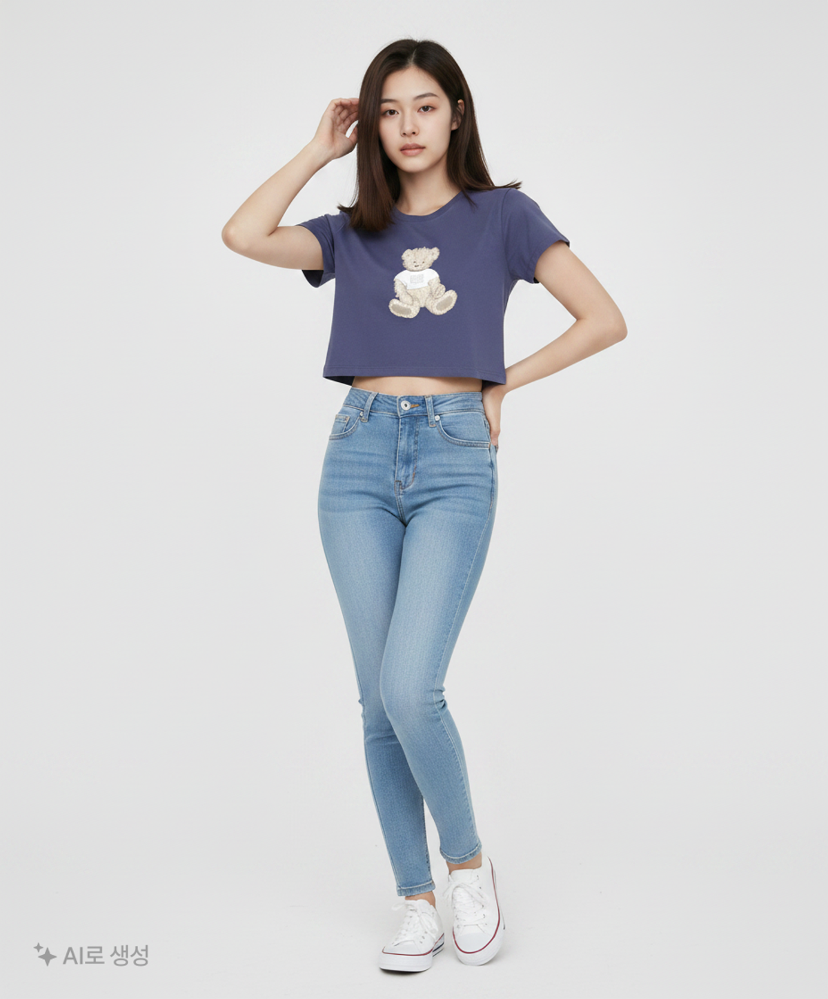 마리떼 프랑소와 저버(MARITHÉ + FRANҪOIS GIRBAUD) W DOODLE BEAR CROP TEE navy M
