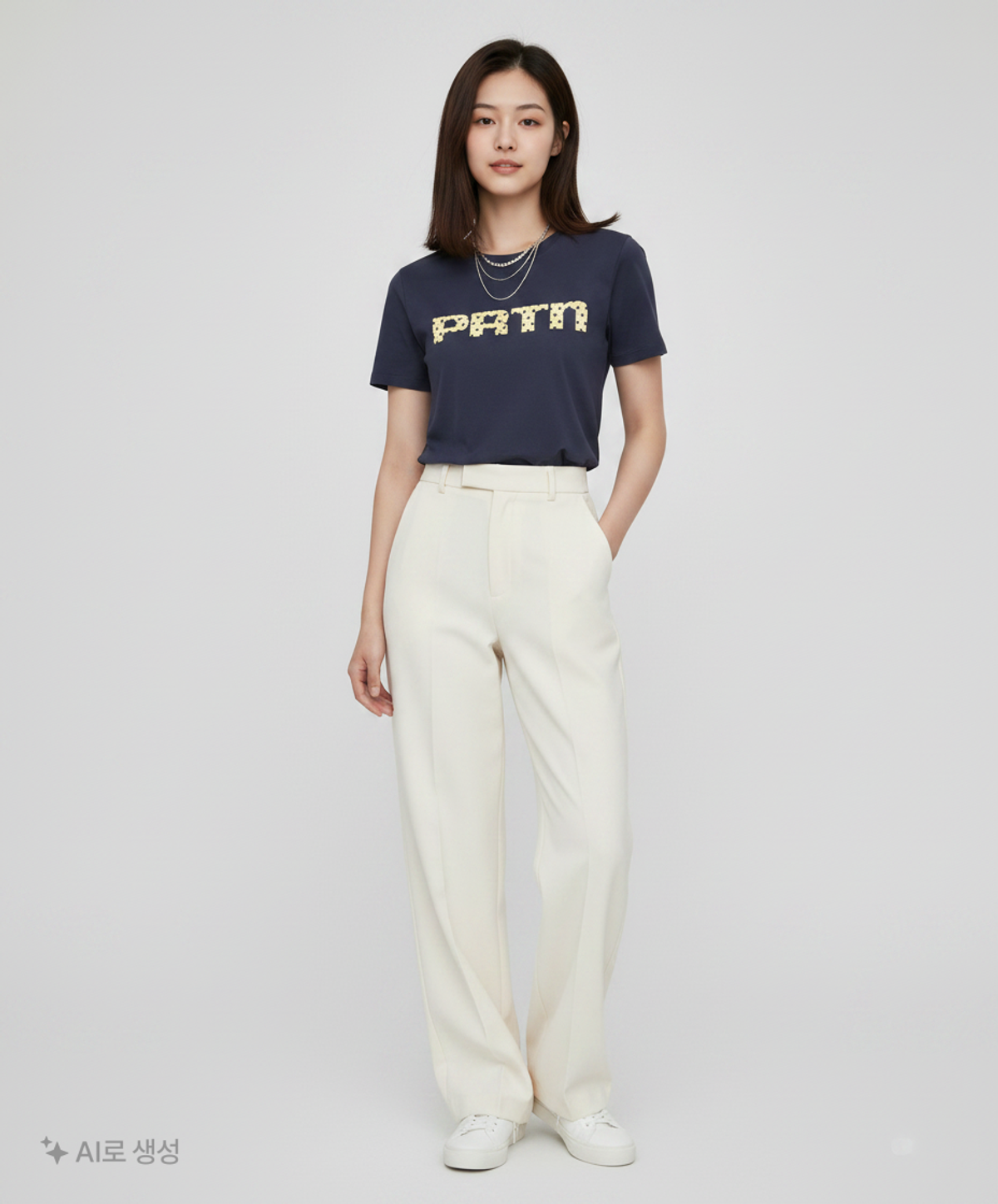 포르테나(PORTERNA) STAR LOGO CAP SLEEVE T-SHIRT-2COLOR XS