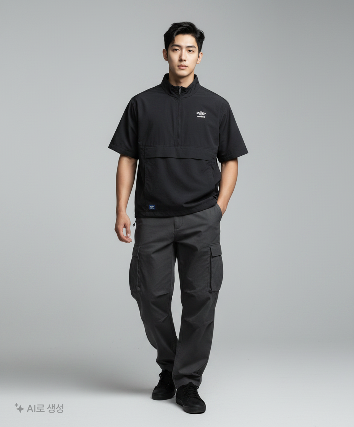 엄브로(UMBRO) 클래식 반팔 스탠넥 아노락 블랙(UQ223CWT42) 95