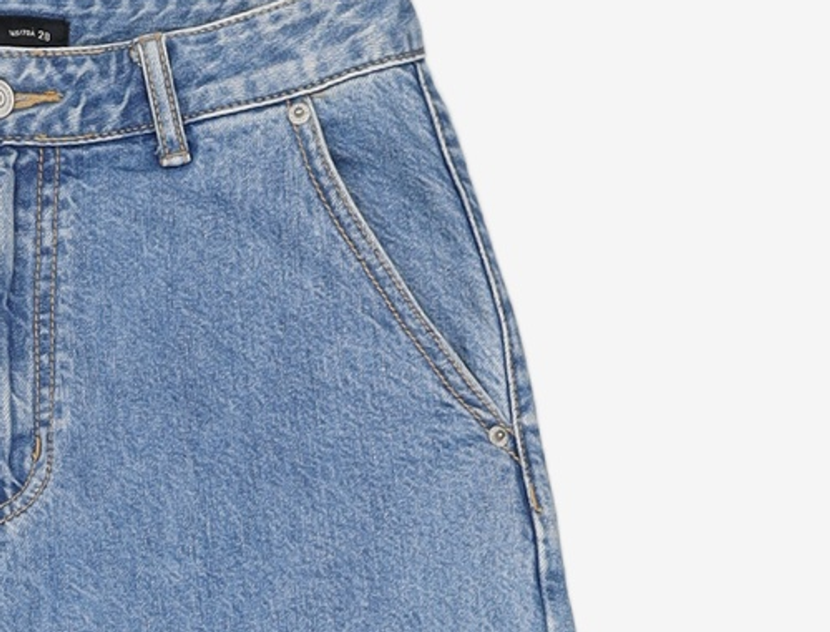 미쏘(MIXXO) 가로포켓 밑단데끼 롱와이드 데님 MIWTJD333J 28