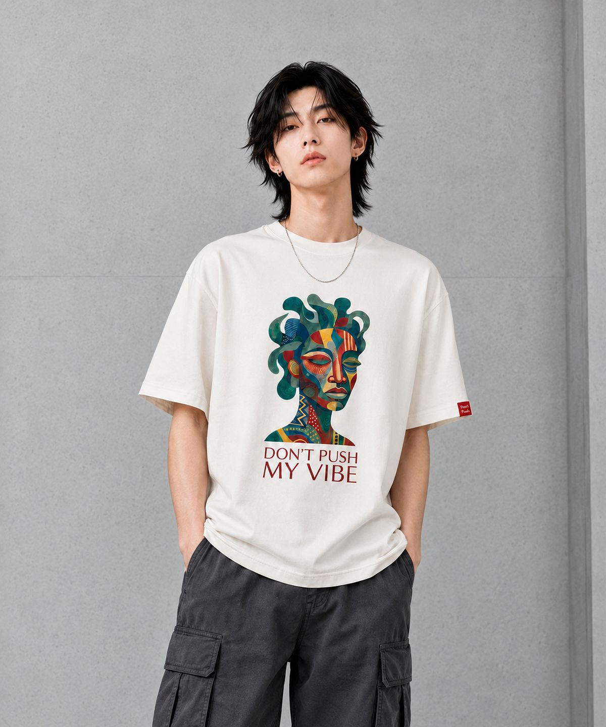 돈푸쉬(DONT PUSH) 마이 바이브 포트레이트 오버핏 반팔티