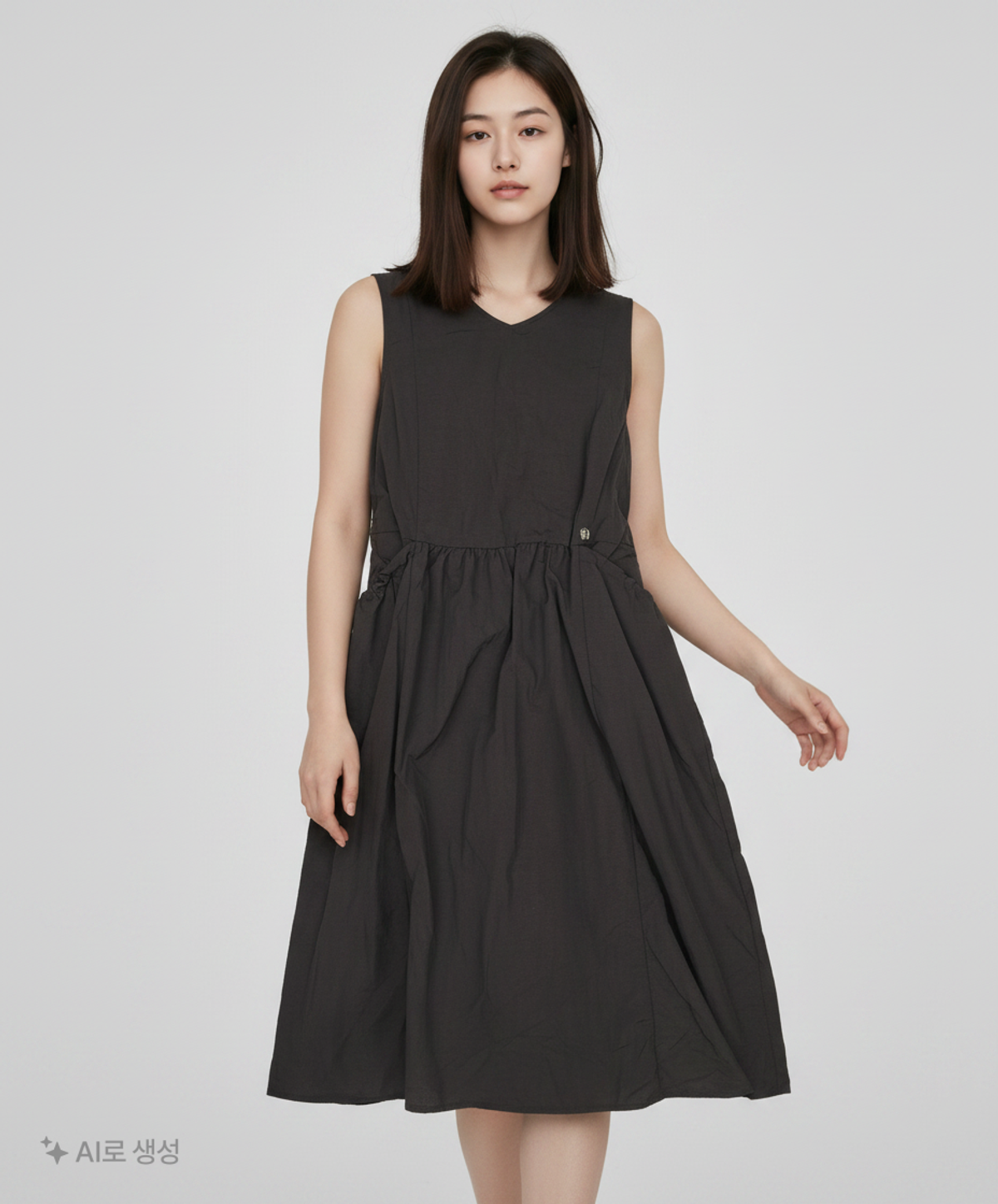 마리끌레르(MARIE CLAIRE) 바스락 포켓 스트링 슬리브리스 원피스(MAGBOP02MBK) 38