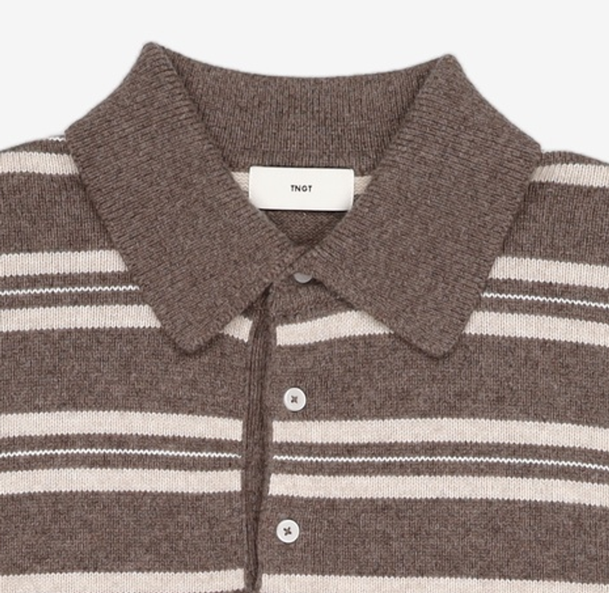 티엔지티(TNGT) Oversized Stripe Polo Knit Top (Brown) TNSW5F112W2 105