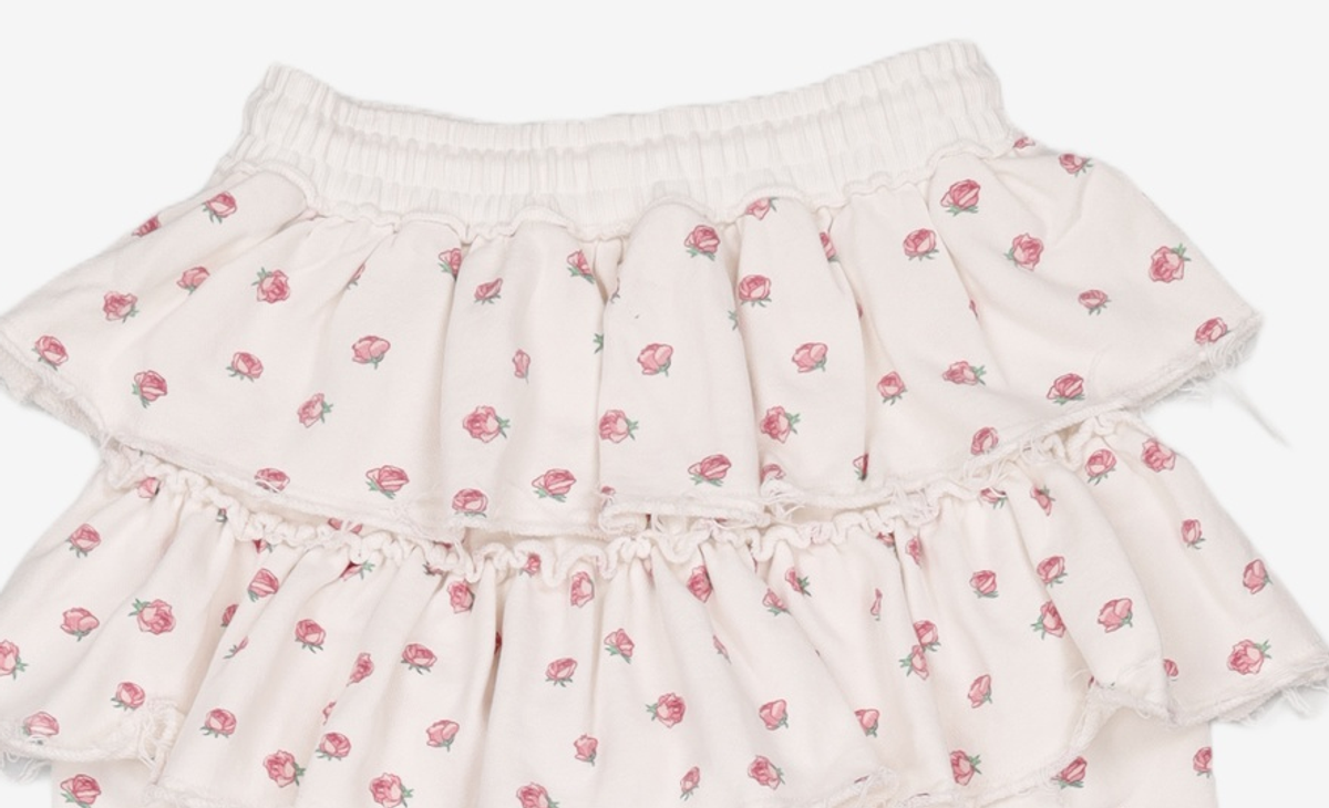 유희(YOUHEE) FLOWER PATTERN LAYERD SKIRT PANTS WHITE FREE