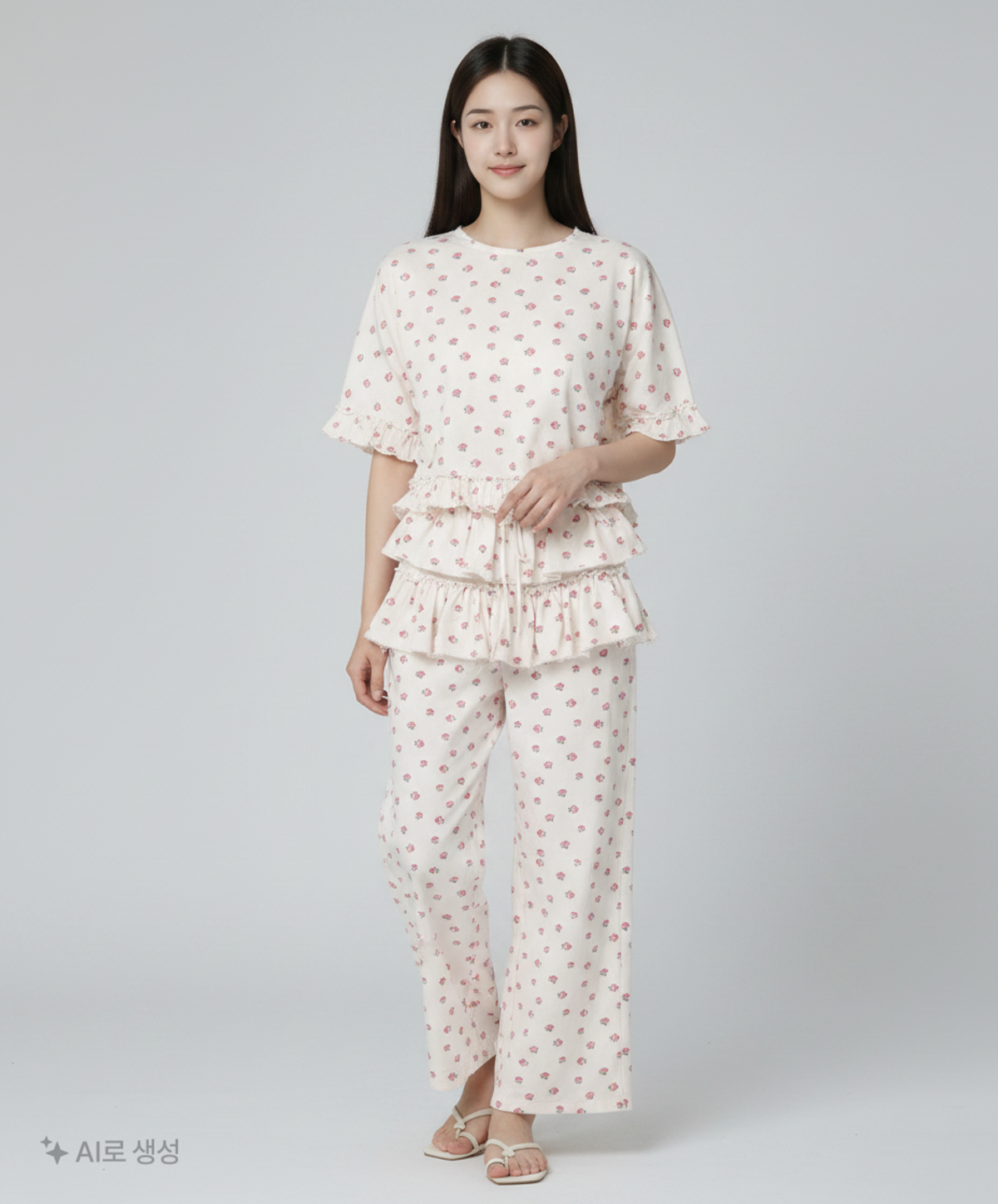 유희(YOUHEE) FLOWER PATTERN LAYERD SKIRT PANTS WHITE FREE
