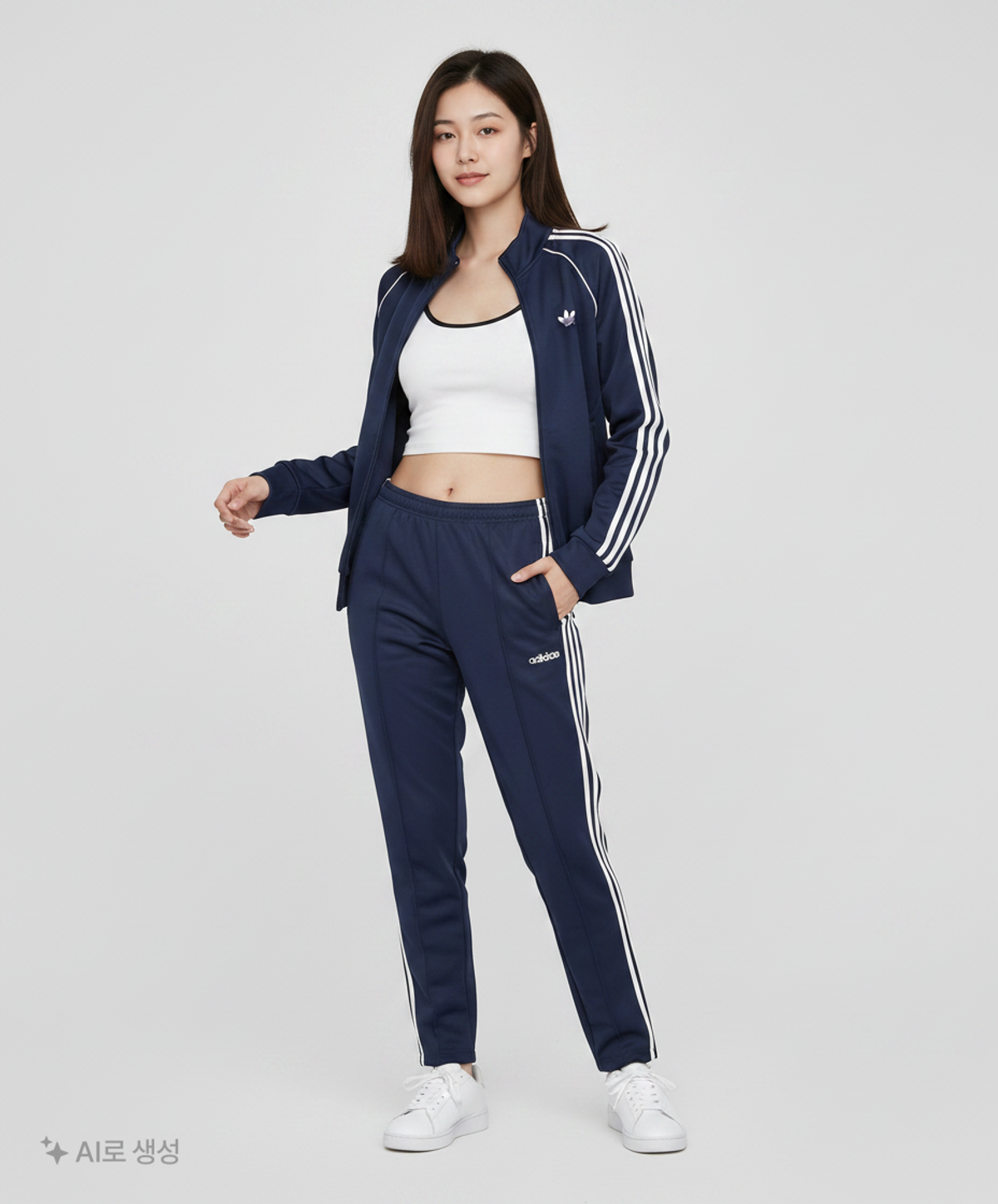 아디다스(ADIDAS) 에센셜 3S 우븐팬츠 - 네이비:화이트 / FI7163 XS