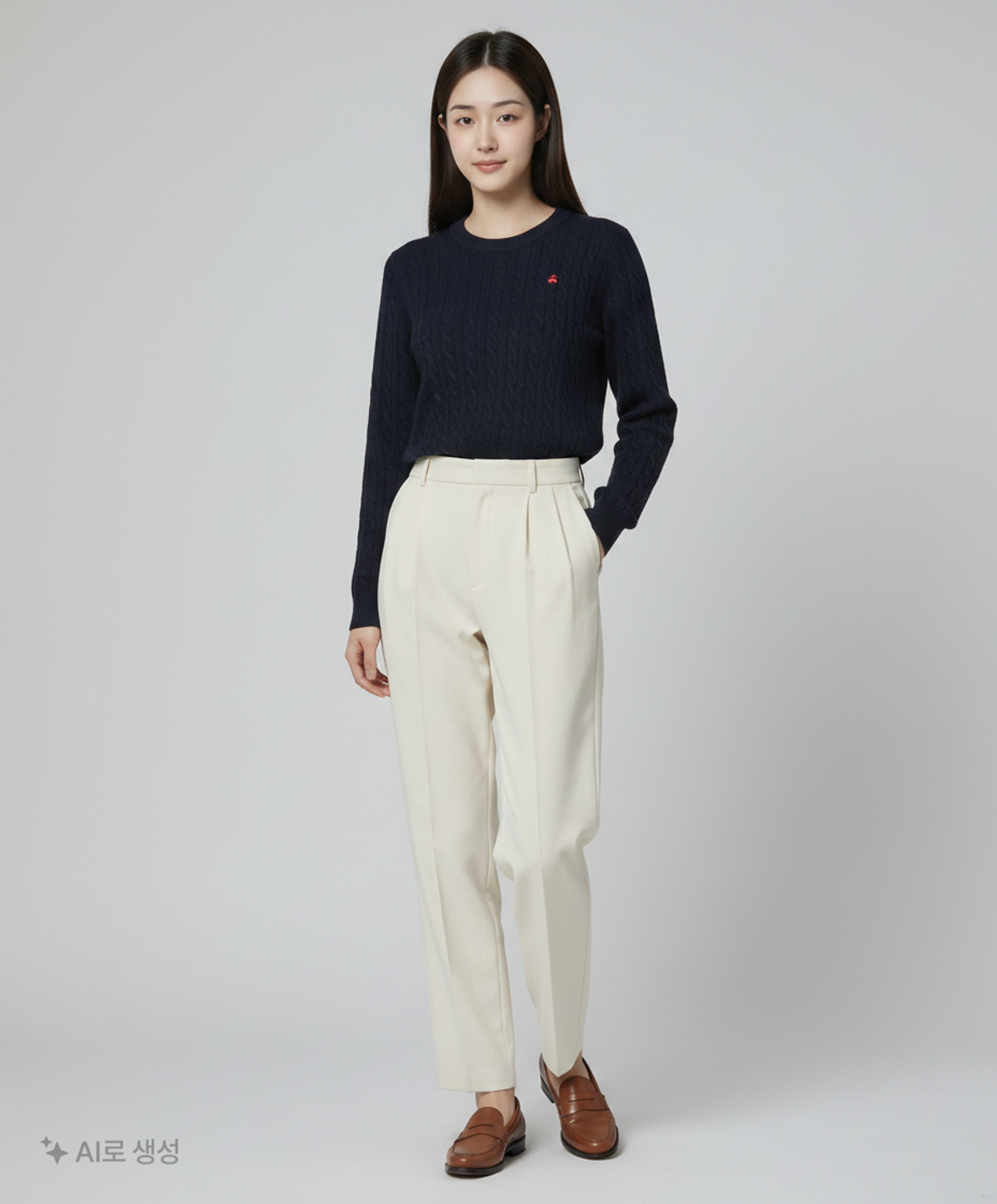 브룩스 브라더스(BROOKS BROTHERS) 케이블 로고 풀오버 (네이비) (BBWZWB1002QDF) L