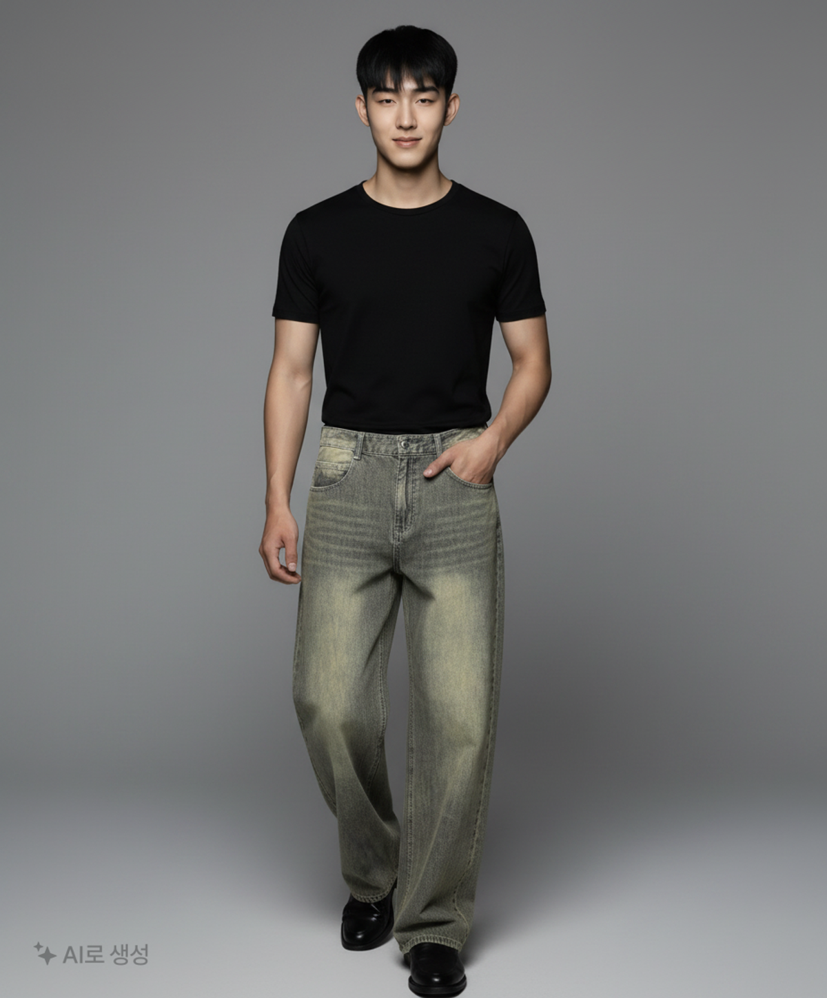 데케트(DECET) [린넨라이크]Linen Like Mid Rise Wide Jeans DCPT039Black 32