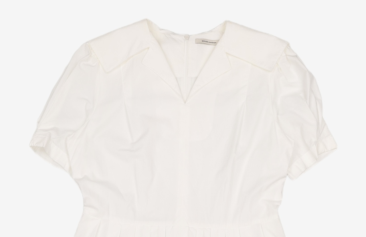 비뮤즈맨션(BEMUSE MANSION) Sailor collar tuck dress - White FREE