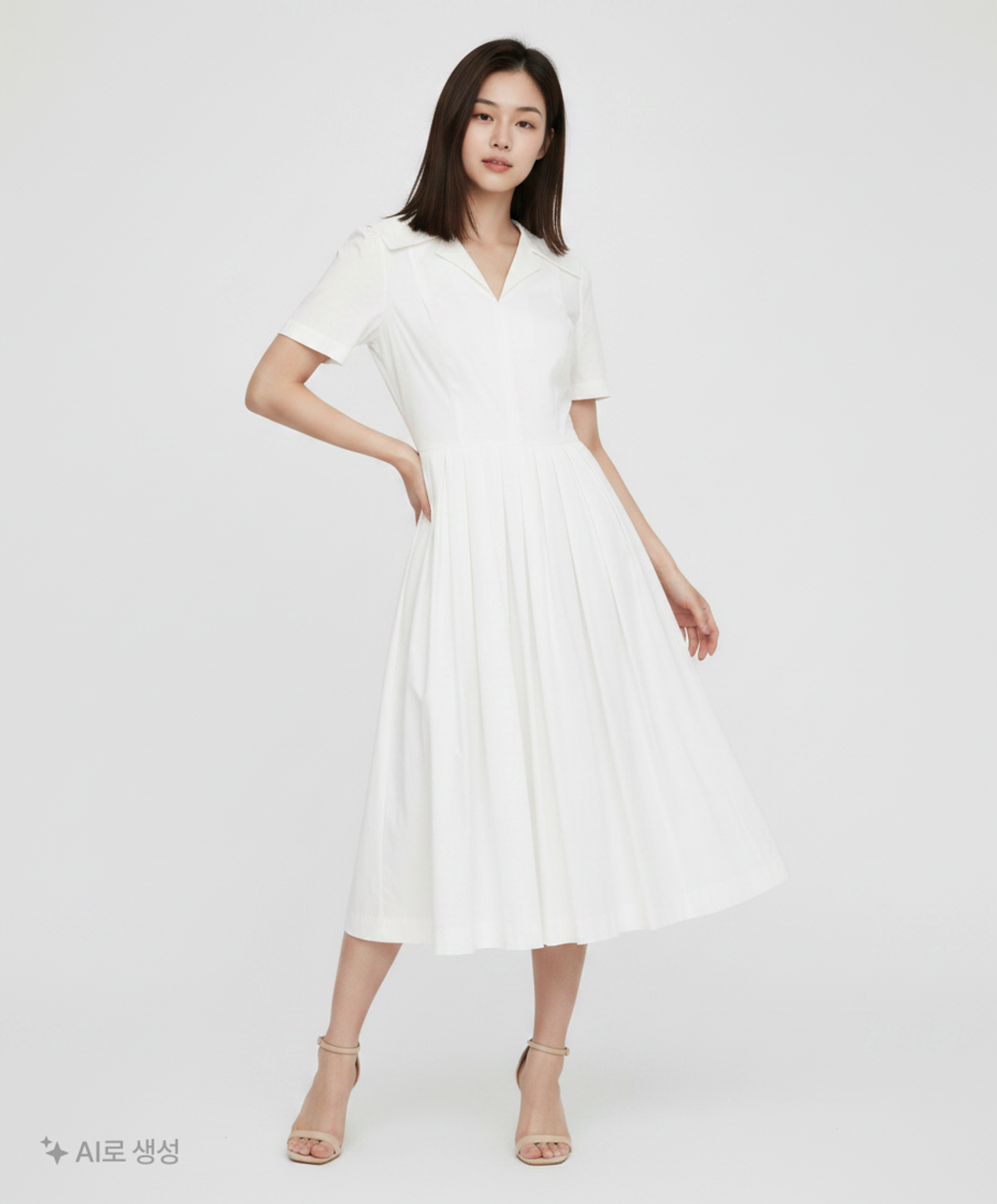 비뮤즈맨션(BEMUSE MANSION) Sailor collar tuck dress - White FREE