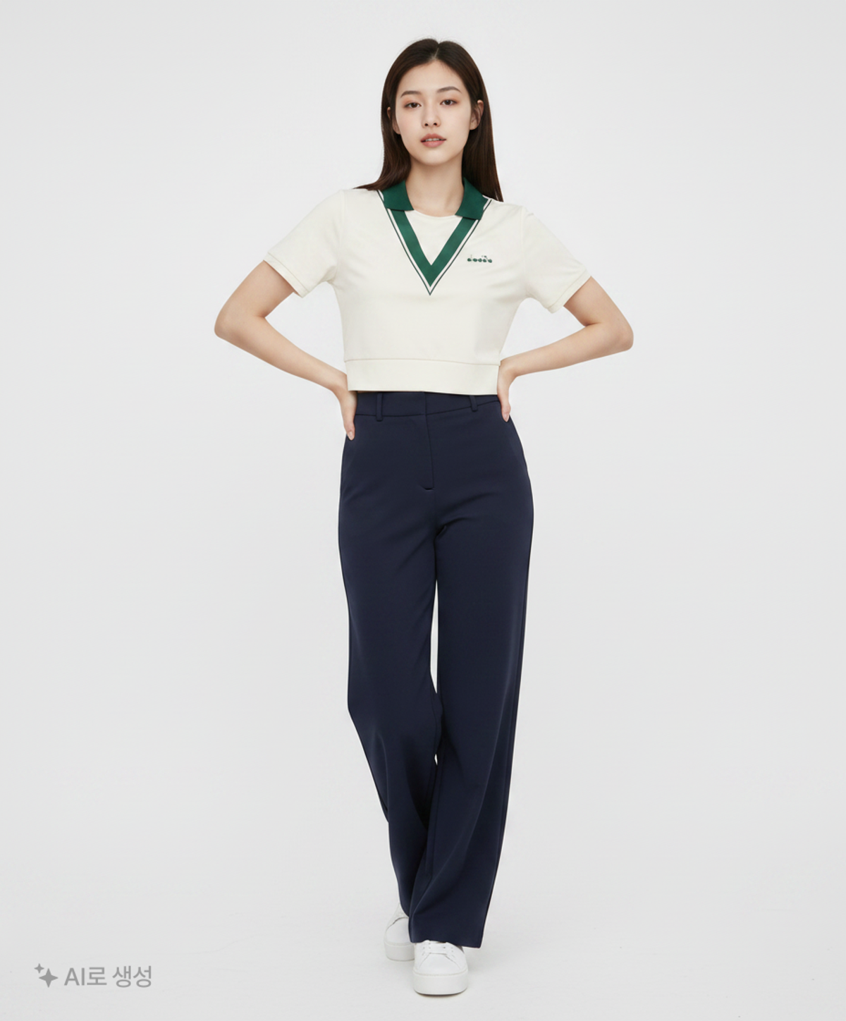 디아도라(diadora) 테니스 퍼포먼스 크롭 카라티셔츠 OFF WHITE XS