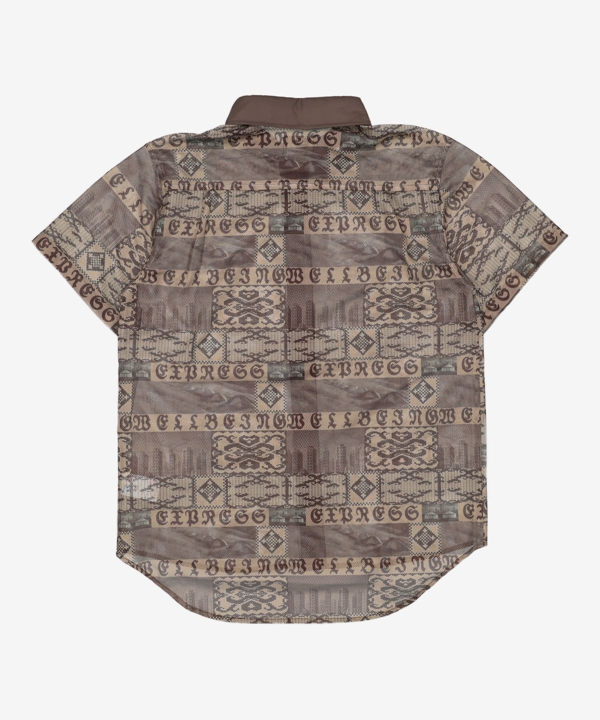 웰빙익스프레스(WELLBEING EXPRESS) Oversized Mesh Print Shirts Brown S