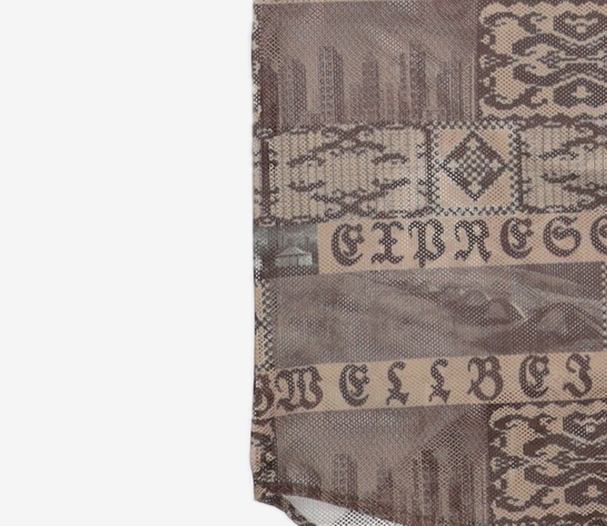 웰빙익스프레스(WELLBEING EXPRESS) Oversized Mesh Print Shirts Brown S