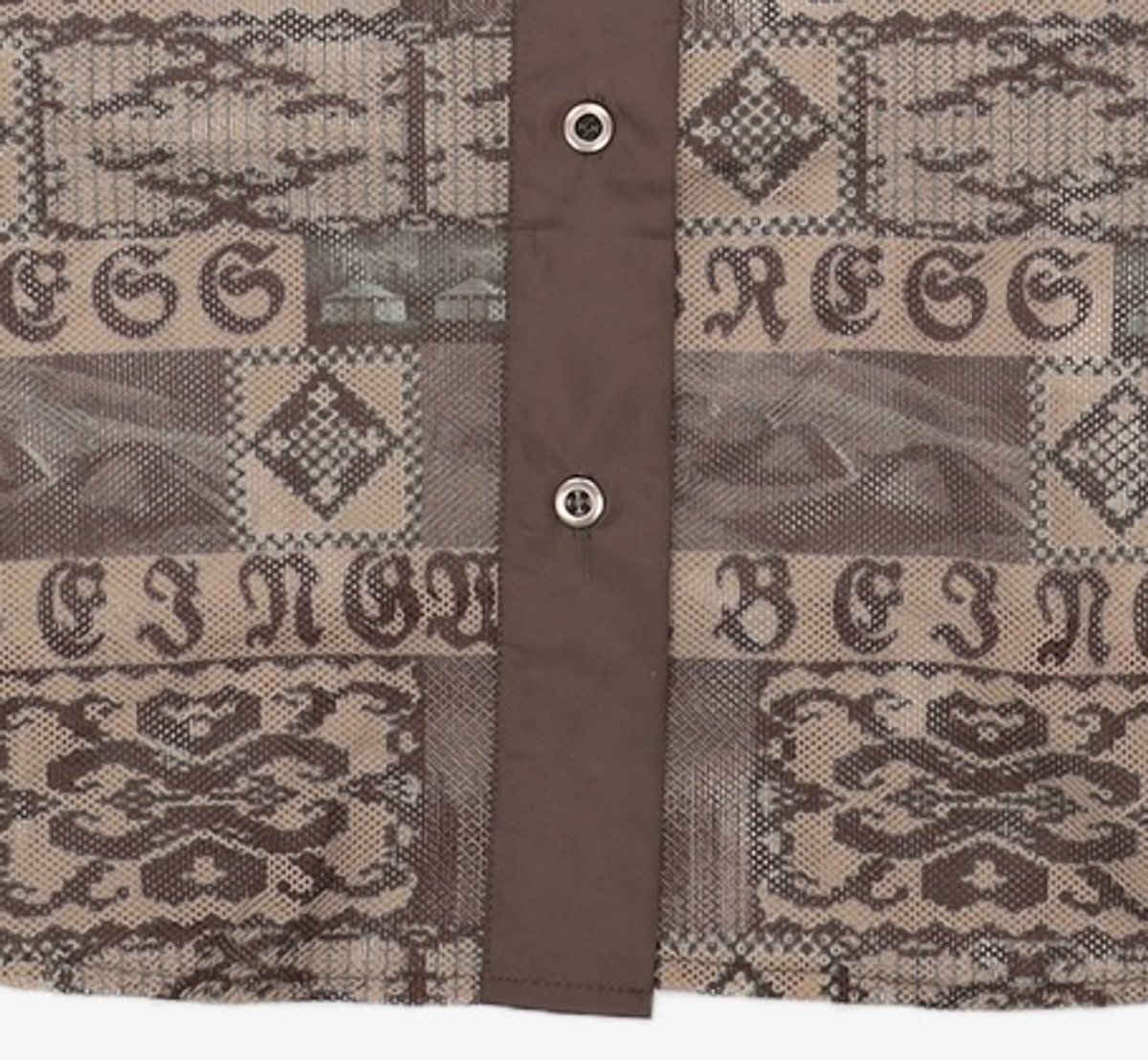 웰빙익스프레스(WELLBEING EXPRESS) Oversized Mesh Print Shirts Brown S
