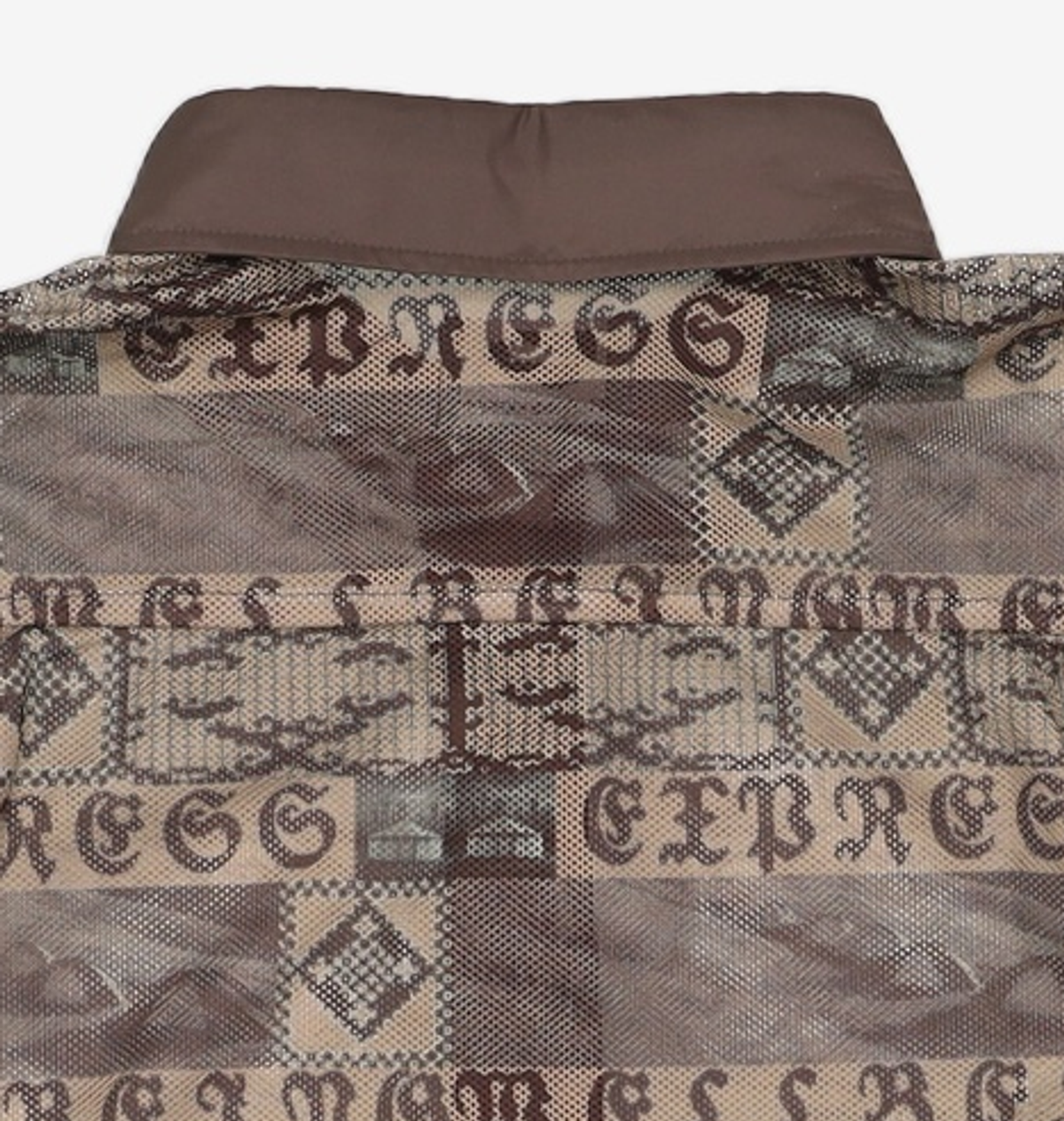 웰빙익스프레스(WELLBEING EXPRESS) Oversized Mesh Print Shirts Brown S