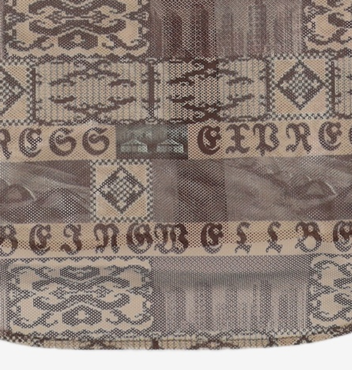 웰빙익스프레스(WELLBEING EXPRESS) Oversized Mesh Print Shirts Brown S