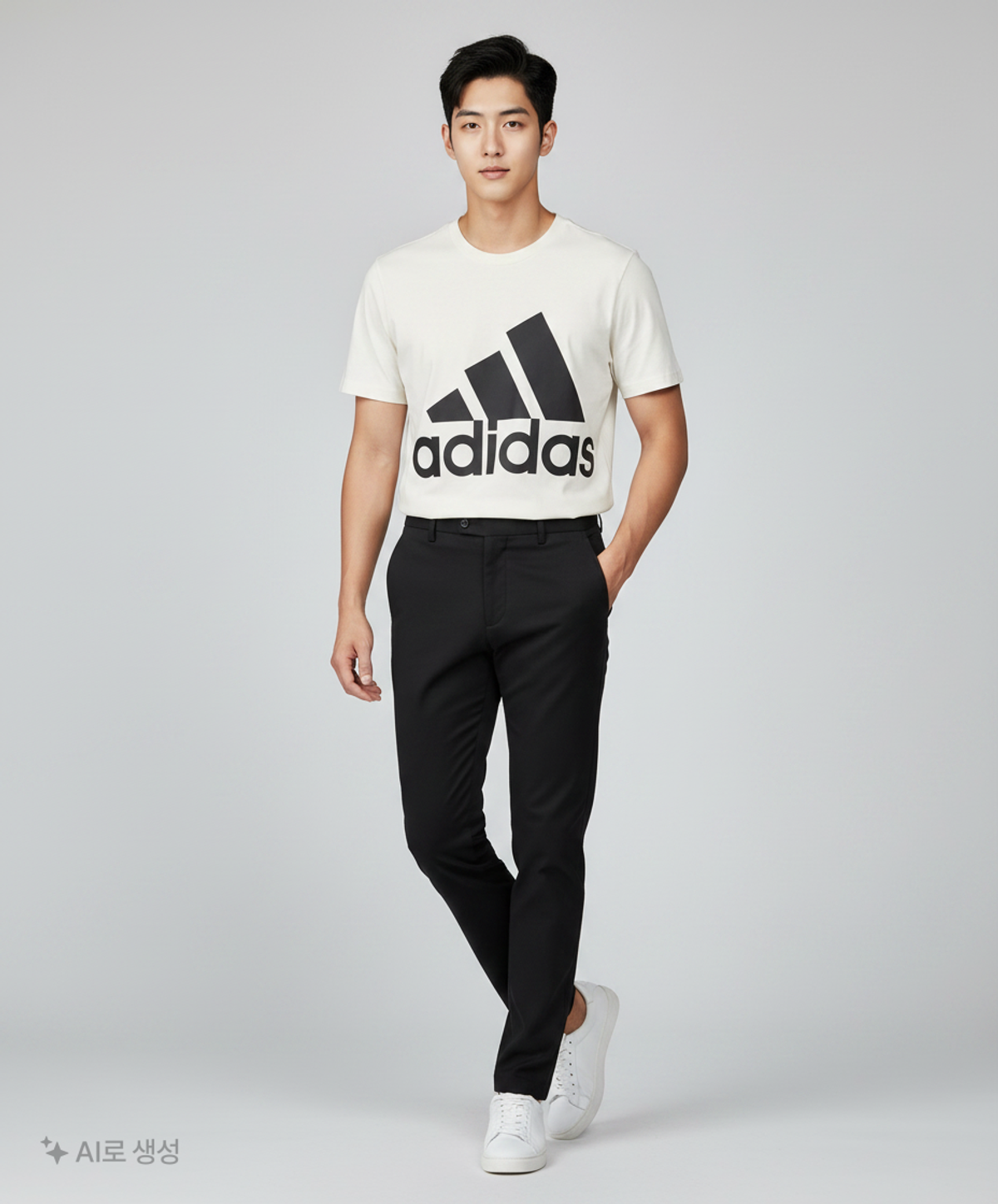 아디다스(ADIDAS) 에센셜 자이언트 로고 티 XXL