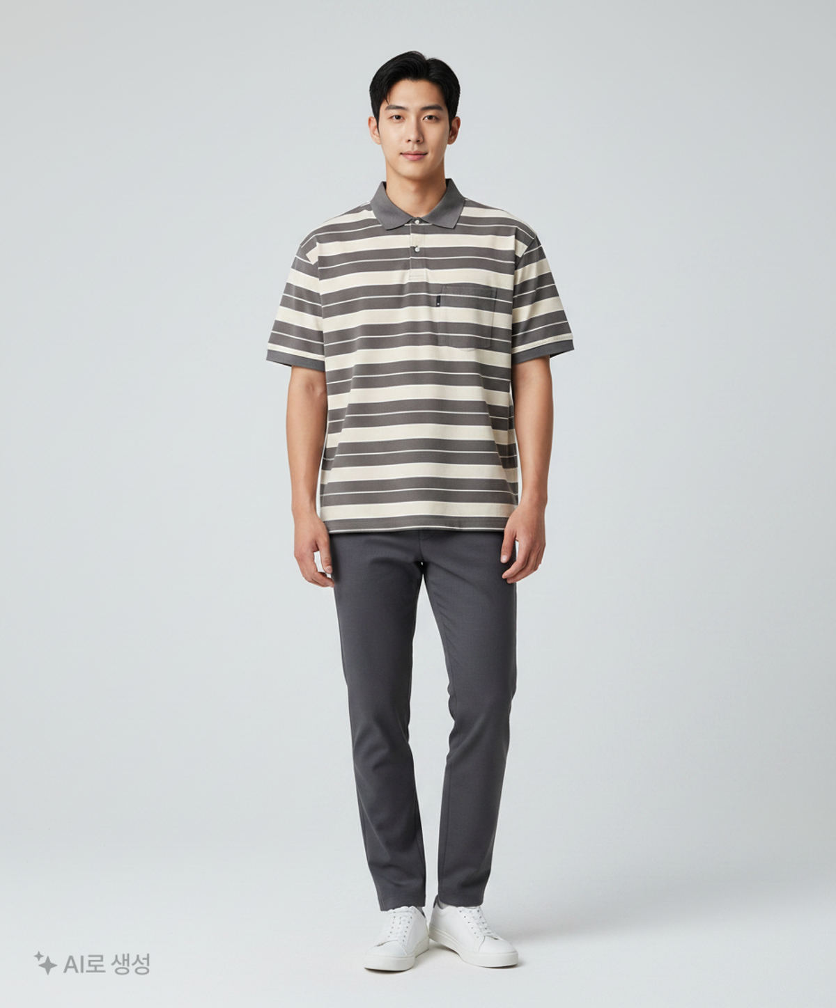 모이프(MOIF) [SS26] WIDE POLO H/S SHIRT / OLIVE MULTI STRIPE 2XL