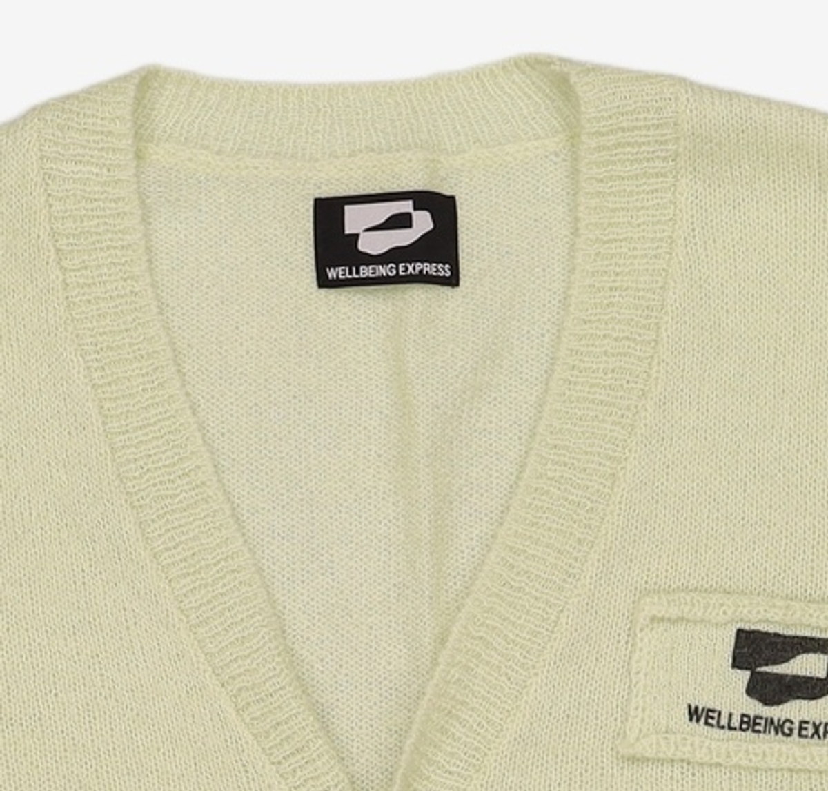 웰빙익스프레스(WELLBEING EXPRESS) Logo Patch Hairy Cardigan Mint S