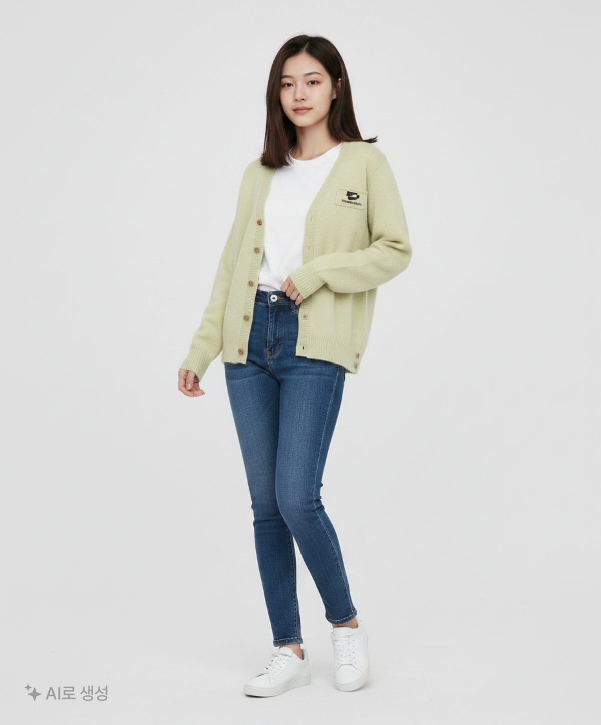 웰빙익스프레스(WELLBEING EXPRESS) Logo Patch Hairy Cardigan Mint S