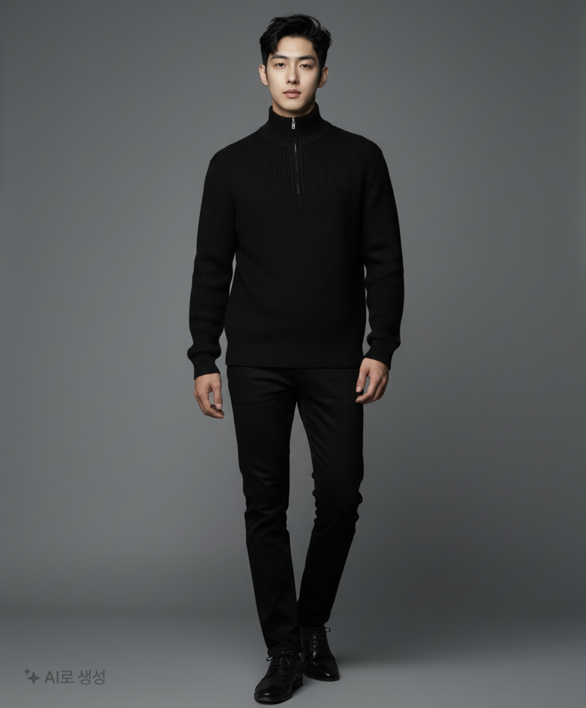 커스텀어클락(COSTUME O’CLOCK) 컨템포러리 하프 집업 니트 블랙 COOSKT026BLACK L