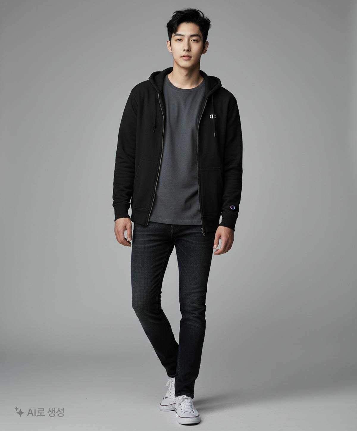 챔피온(CHAMPION) [S0891] 파워블렌드 후드집업(블랙) M