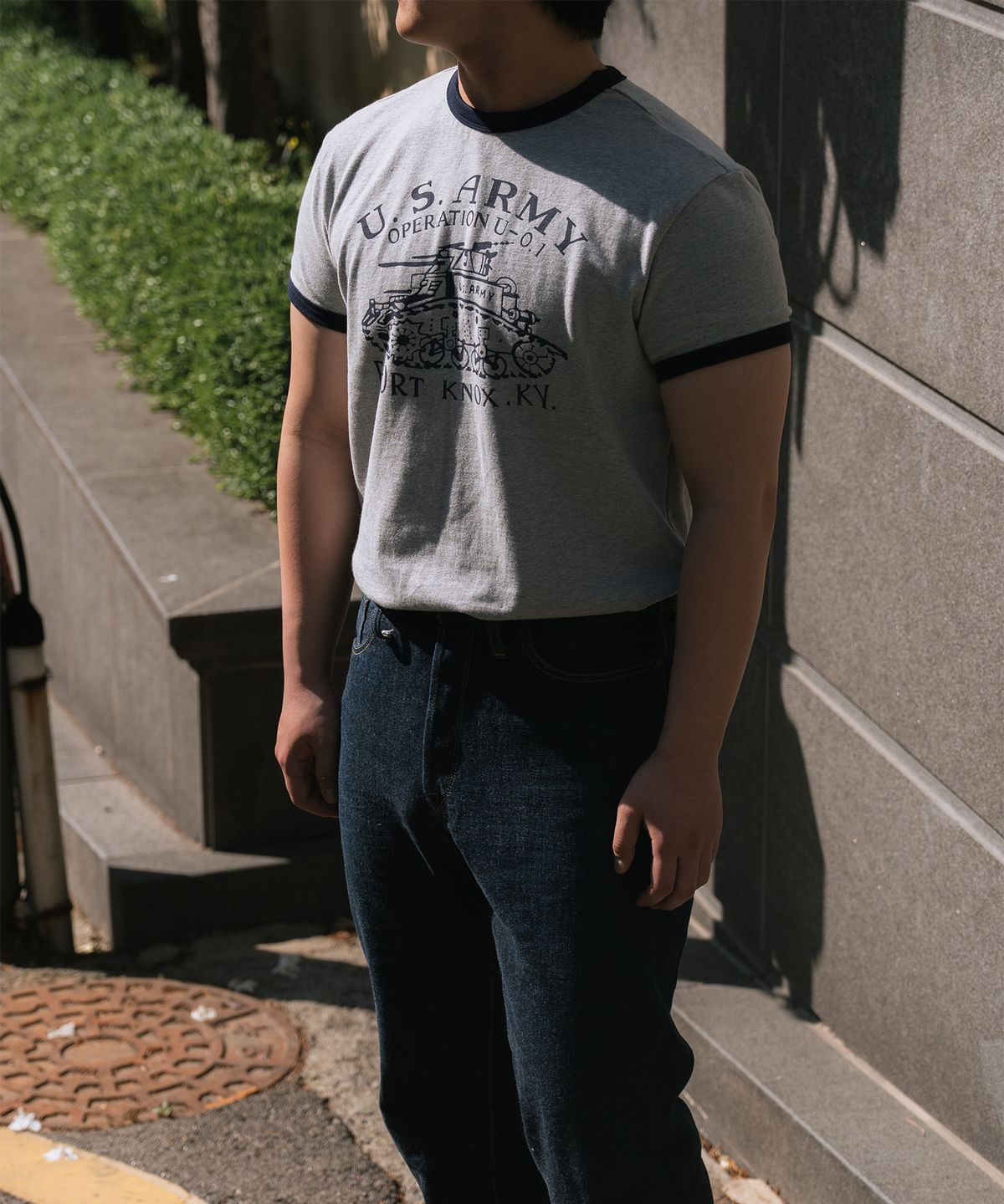 필드래프트(FIELDRAFT) [Soldier Fit] WW2(FORT KNOX) Ringer TEE_Gray/Navy