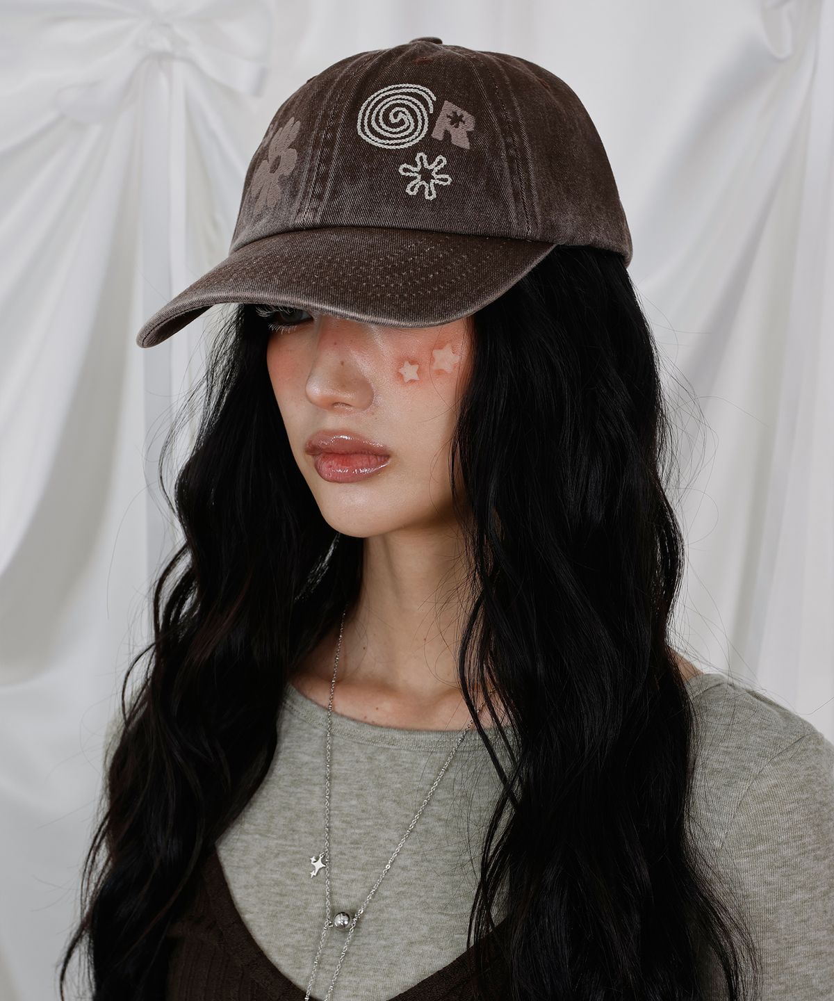 엘엠알(LMR) 모티프 자수 워시드 볼캡 BROWN