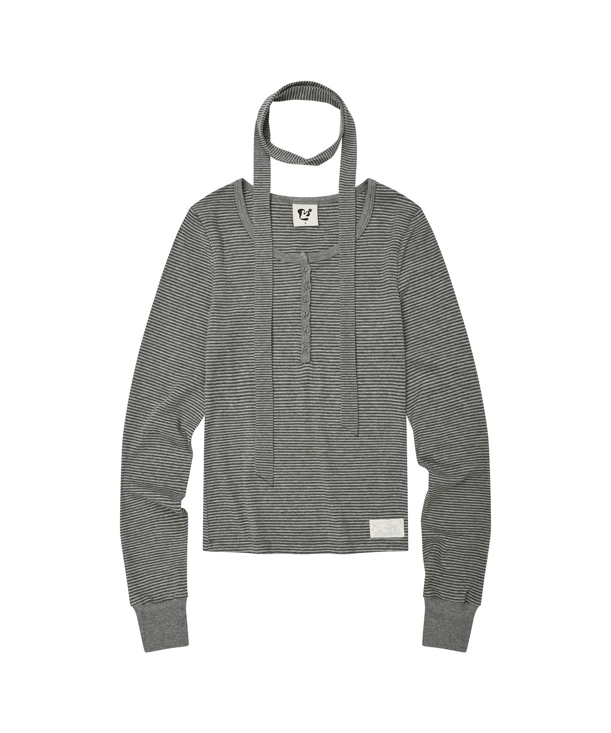 엘엠알(LMR) 초커 스트라이프 헨리넥 긴팔 티셔츠 LIGHT GREY