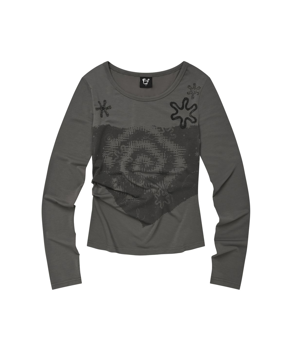 엘엠알(LMR) 빈티지 스월 그래픽 긴팔 티셔츠 DARK GREY