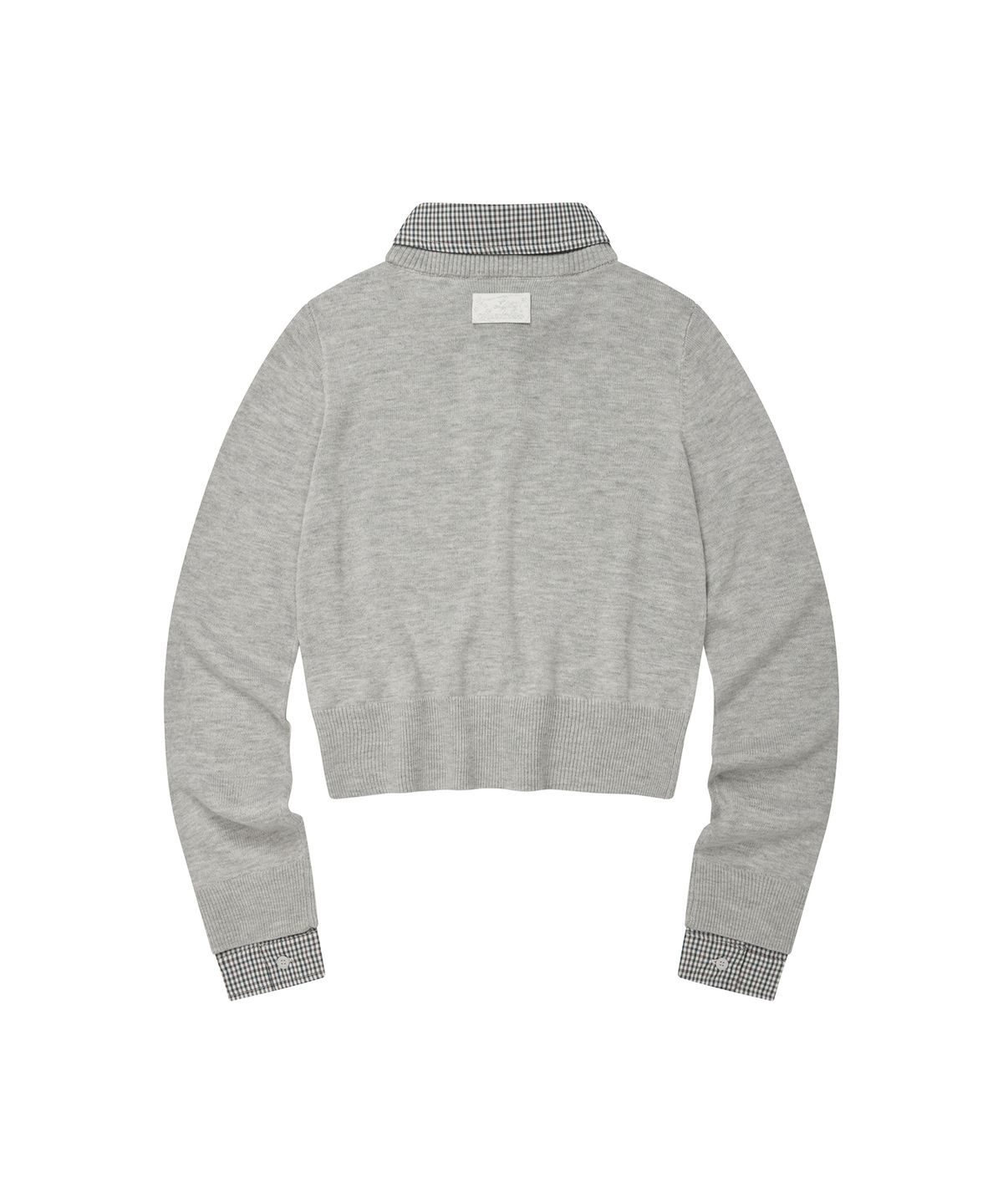 엘엠알(LMR) 체크 레이어드 배색 헨리넥 스웨터 LIGHT GREY