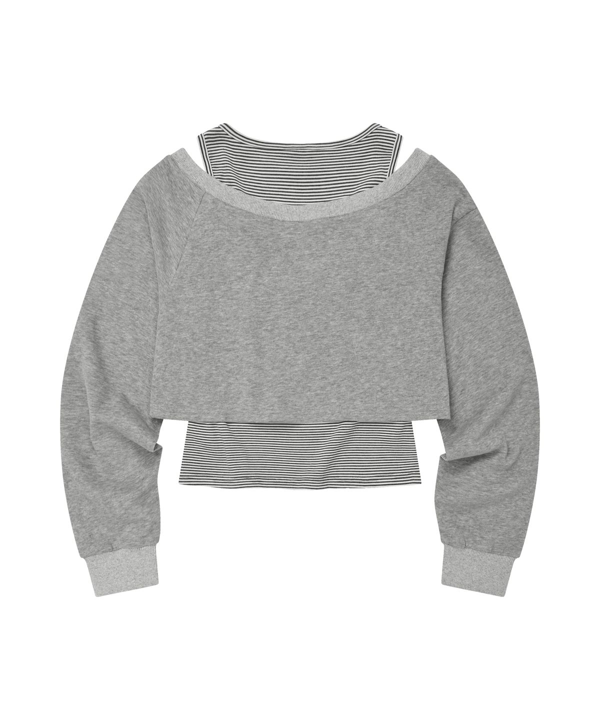 엘엠알(LMR) 오프숄더 슬리브리스 레이어드 맨투맨 GREY