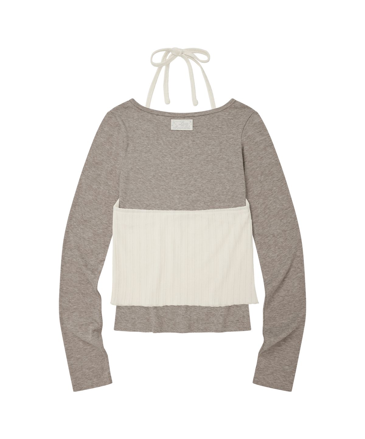엘엠알(LMR) 스터드 홀터넥 레이어드 긴팔 티셔츠 BEIGE