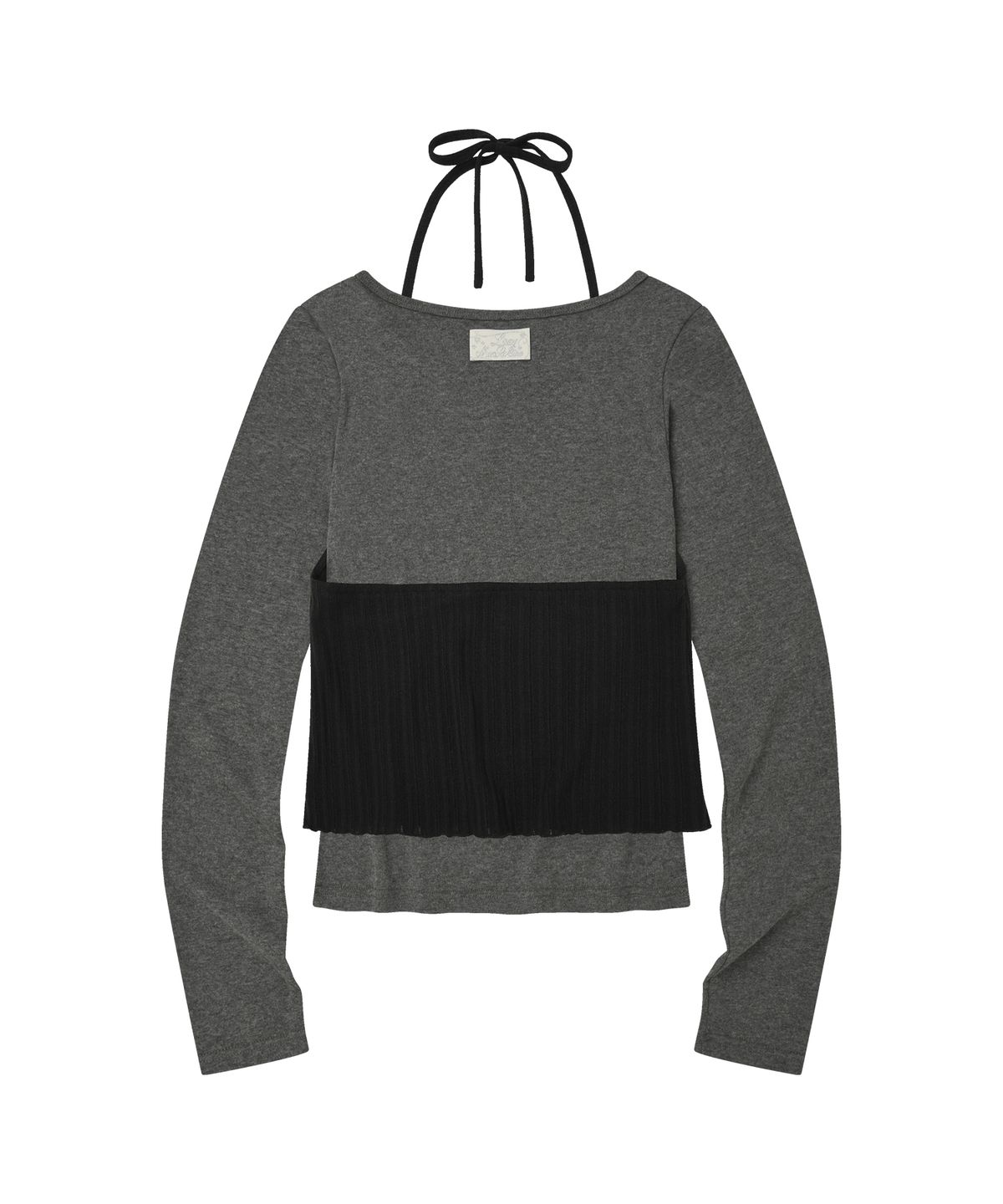 엘엠알(LMR) 스터드 홀터넥 레이어드 긴팔 티셔츠 GREY