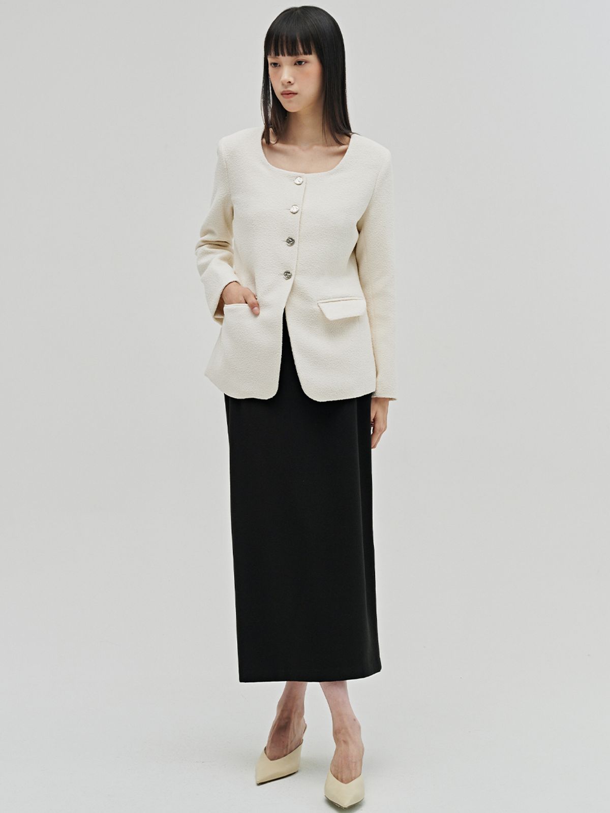 누브(NOUVE) 부클 트위드 자켓 - 아이보리 / Boucle Tweed Jacket - Ivory