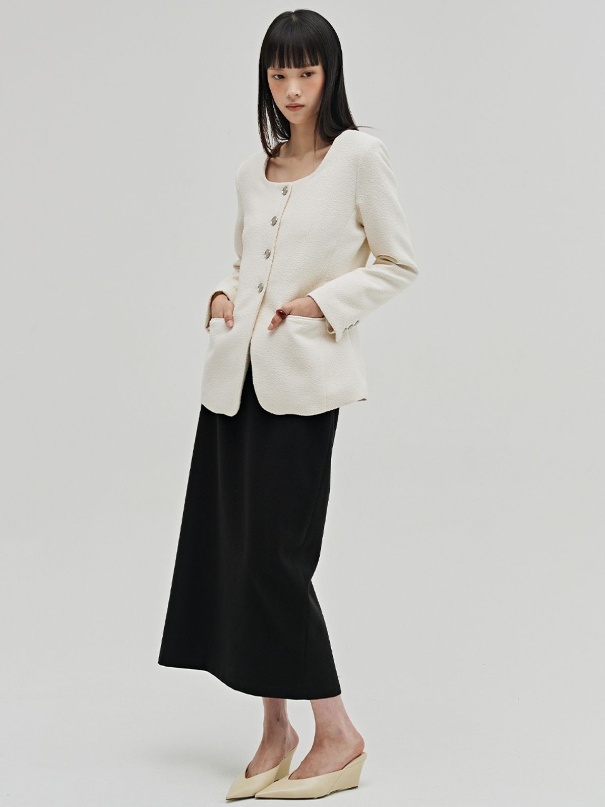 누브(NOUVE) 부클 트위드 자켓 - 아이보리 / Boucle Tweed Jacket - Ivory