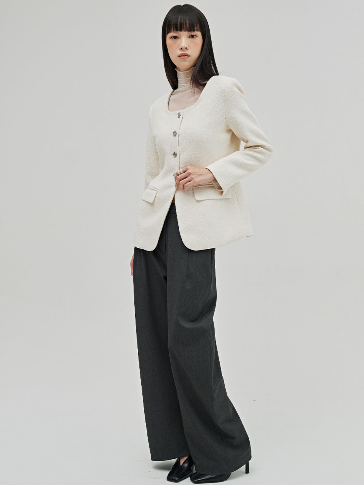 누브(NOUVE) 부클 트위드 자켓 - 아이보리 / Boucle Tweed Jacket - Ivory