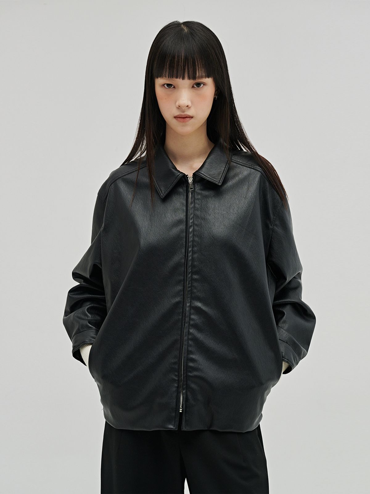 누브(NOUVE) 소프트 레더 블루종 - 블랙 / Soft Leather Blouson - Black