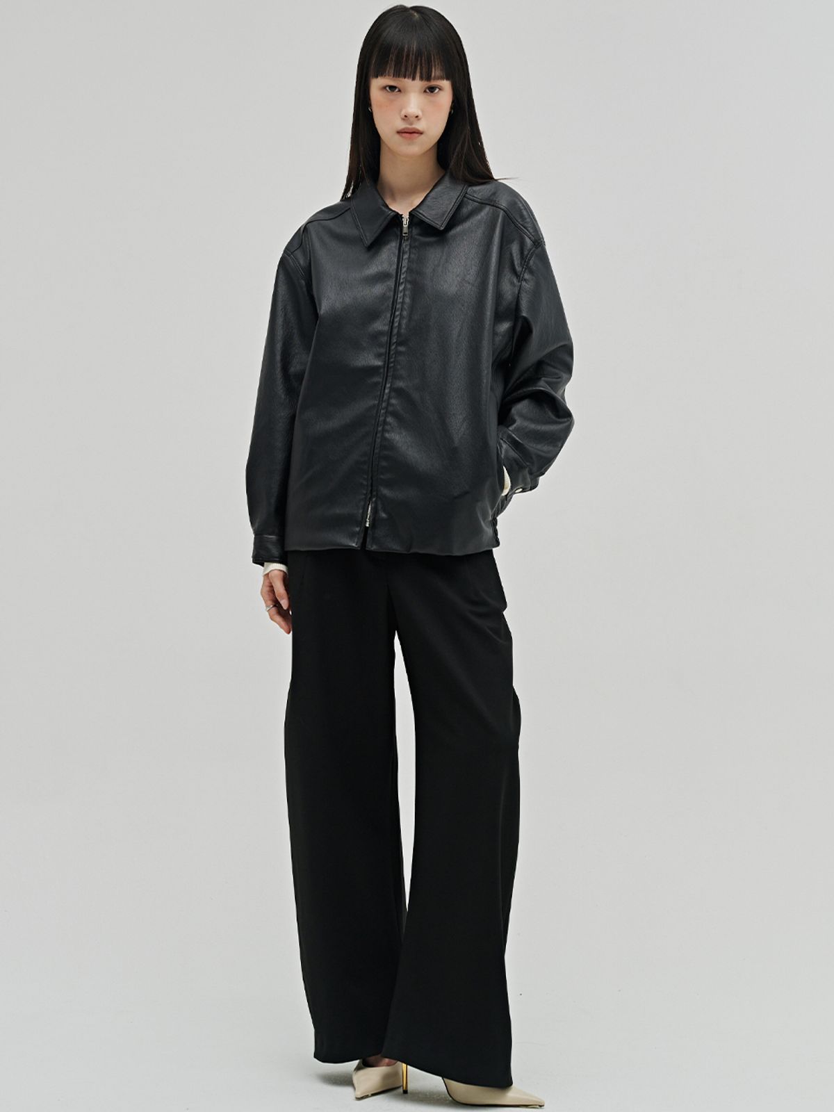 누브(NOUVE) 소프트 레더 블루종 - 블랙 / Soft Leather Blouson - Black