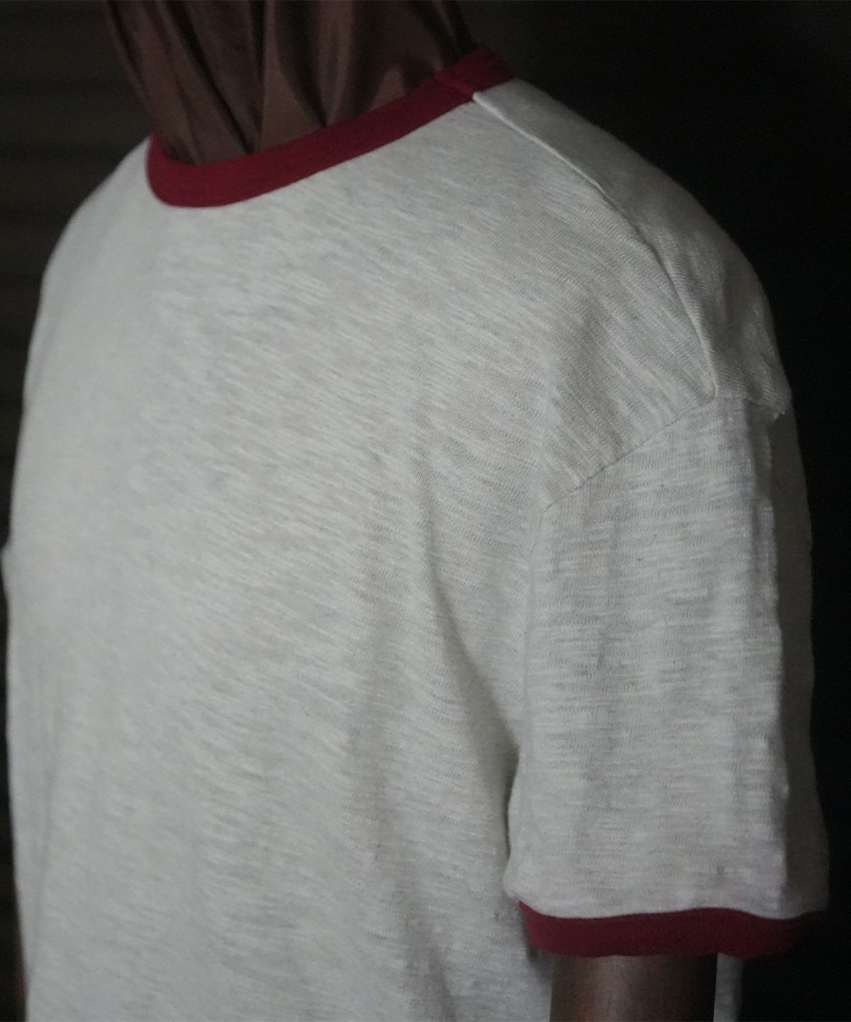 필드래프트(FIELDRAFT) [Soldier Fit] Rough Slub Ringer TEE_Oatmeal/Chili pepper
