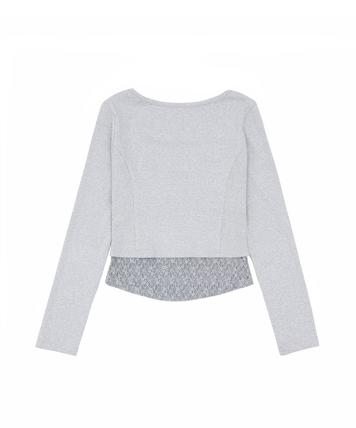 노 엑스트라 터치(NO EXTRA TOUCH) Lace Layered Top Bolero Cardigan (Melange Gray) / 26FWKC002MG
