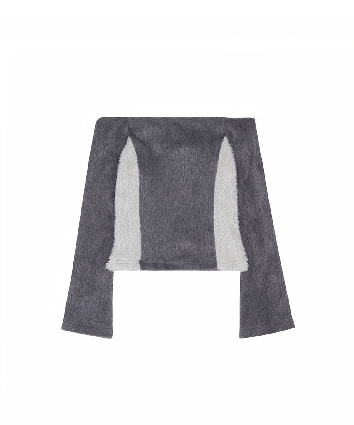 노 엑스트라 터치(NO EXTRA TOUCH) Hairy Fur Off-Shoulder Cardigan (Gray) / 26FWKC001GR