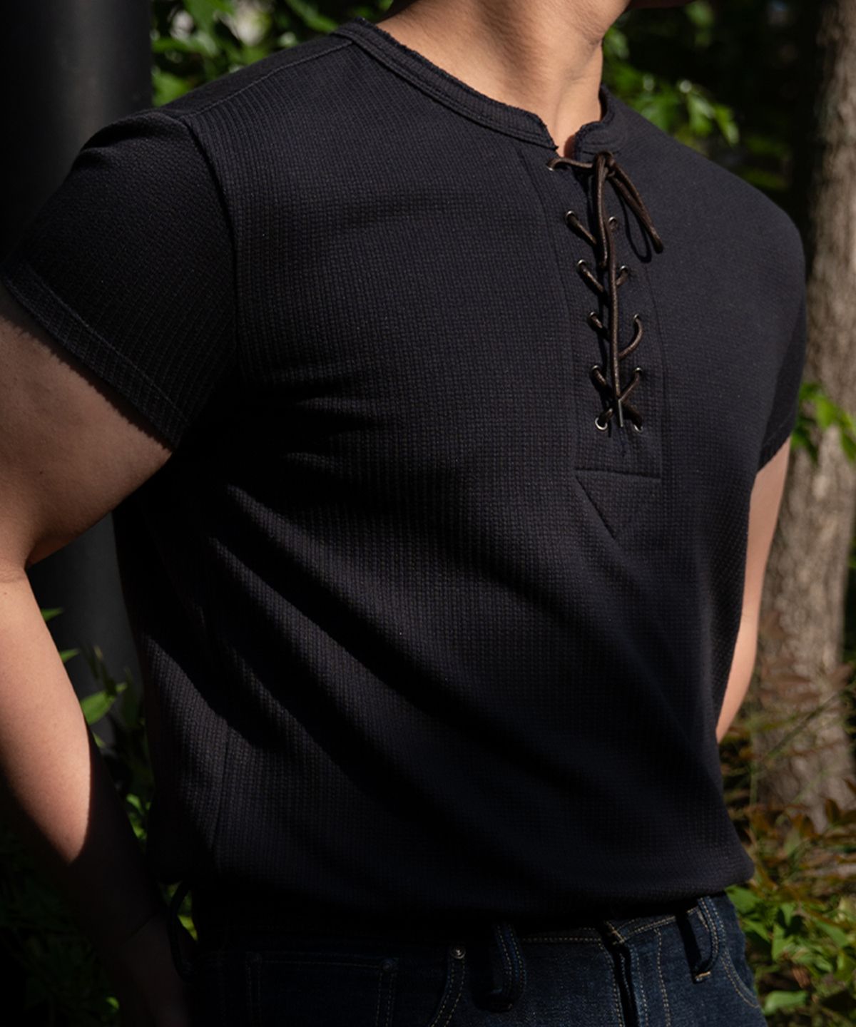 필드래프트(FIELDRAFT) [Soldier Fit] Baseball Lace-up TEE_Charcoal