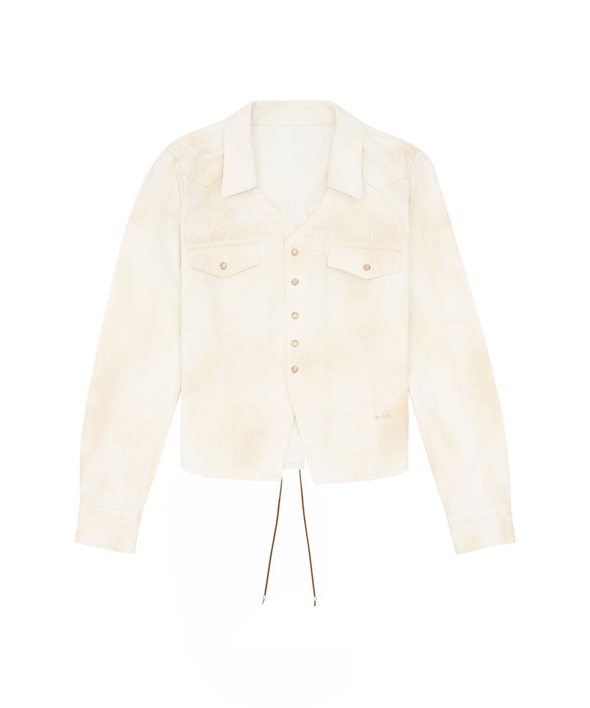 노 엑스트라 터치(NO EXTRA TOUCH) Vintage Dirty Washed Lace-up Shirt (Ivory) / 26FWSH001IV