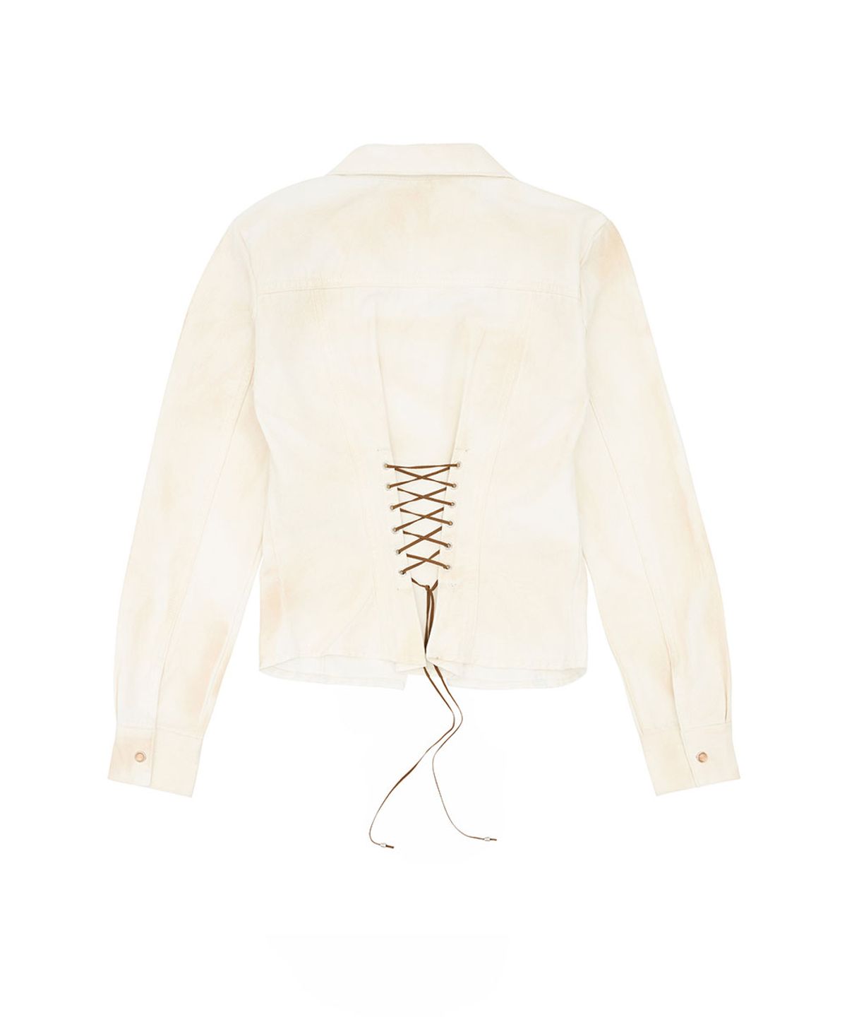 노 엑스트라 터치(NO EXTRA TOUCH) Vintage Dirty Washed Lace-up Shirt (Ivory) / 26FWSH001IV