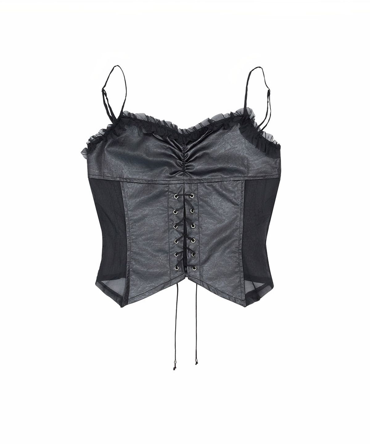 노 엑스트라 터치(NO EXTRA TOUCH) Corset Leather Sleeveless (Black) / 26FWSL001BK