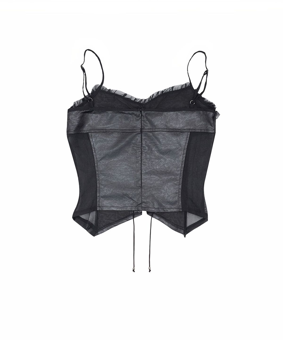 노 엑스트라 터치(NO EXTRA TOUCH) Corset Leather Sleeveless (Black) / 26FWSL001BK