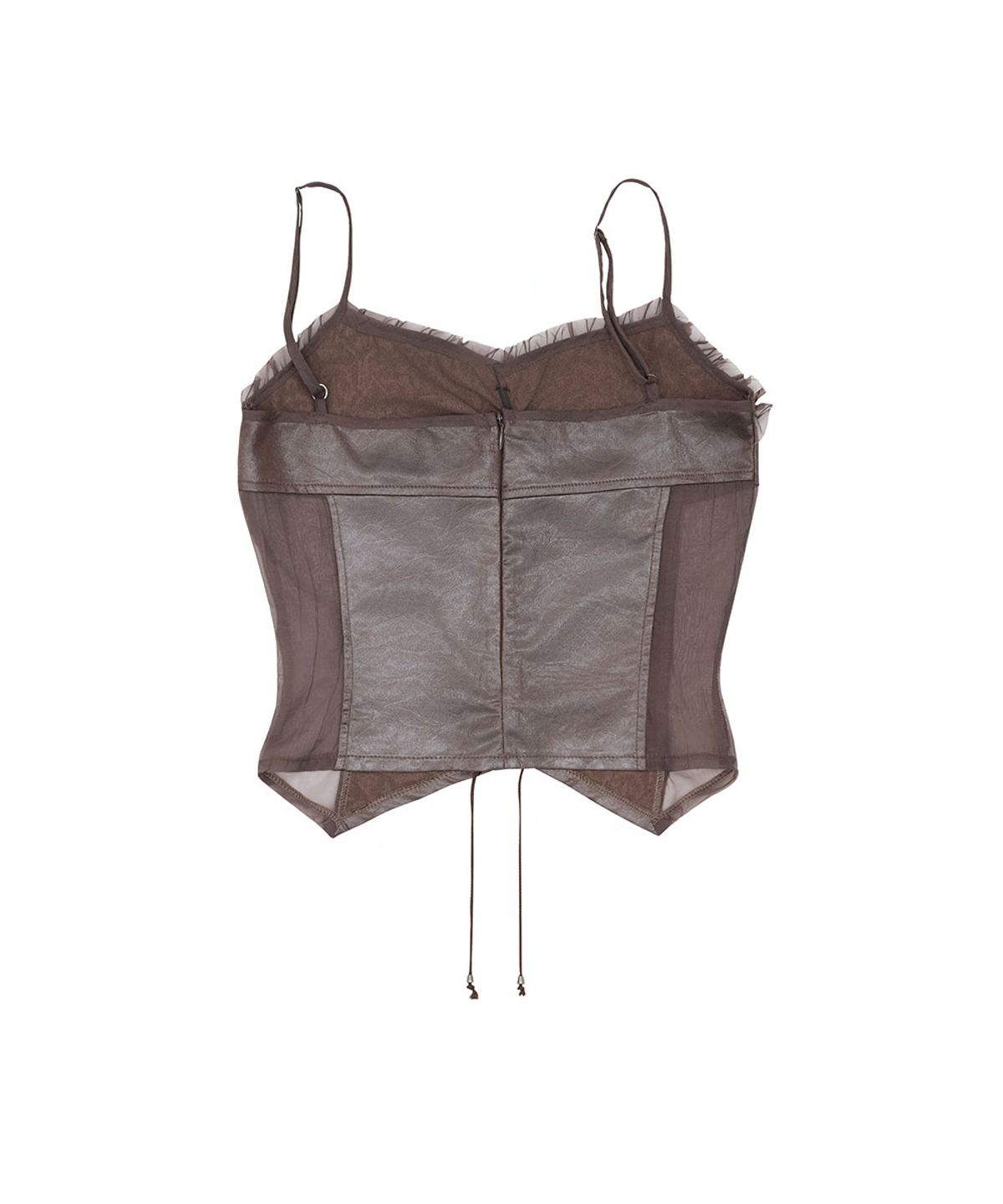 노 엑스트라 터치(NO EXTRA TOUCH) Corset Leather Sleeveless (Brown) / 26FWSL001BR