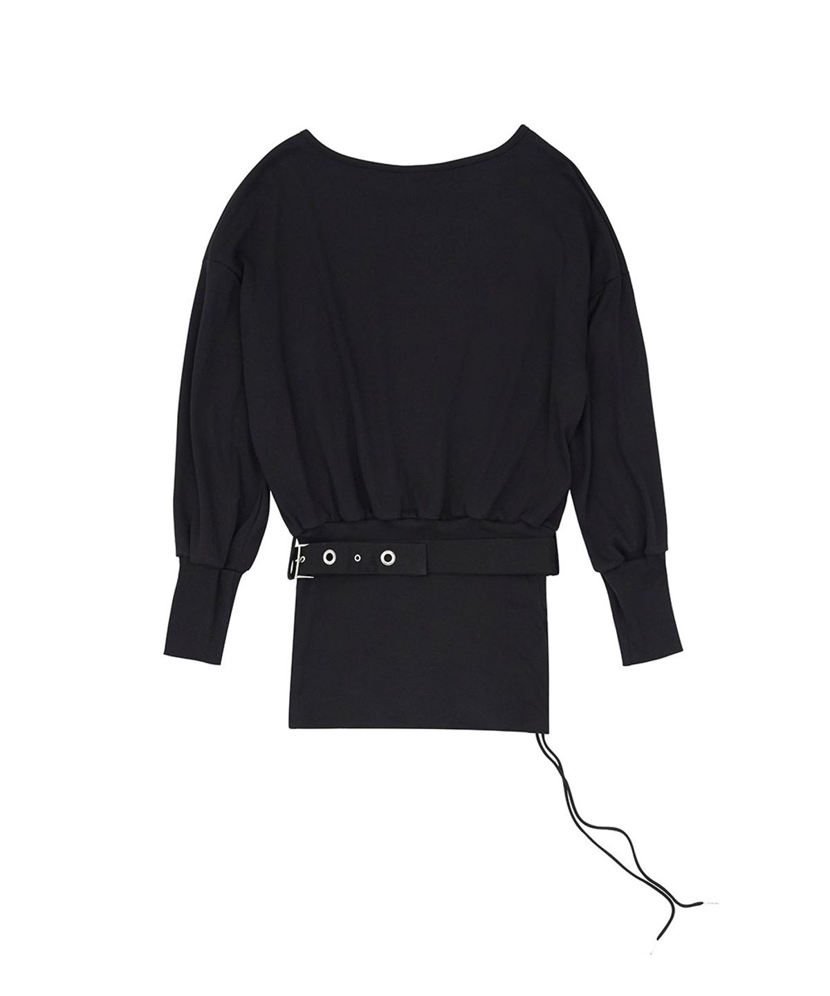 노 엑스트라 터치(NO EXTRA TOUCH) Eyelet Belted Two-Way Sweatshirt (Black) / 26FWSS001BK