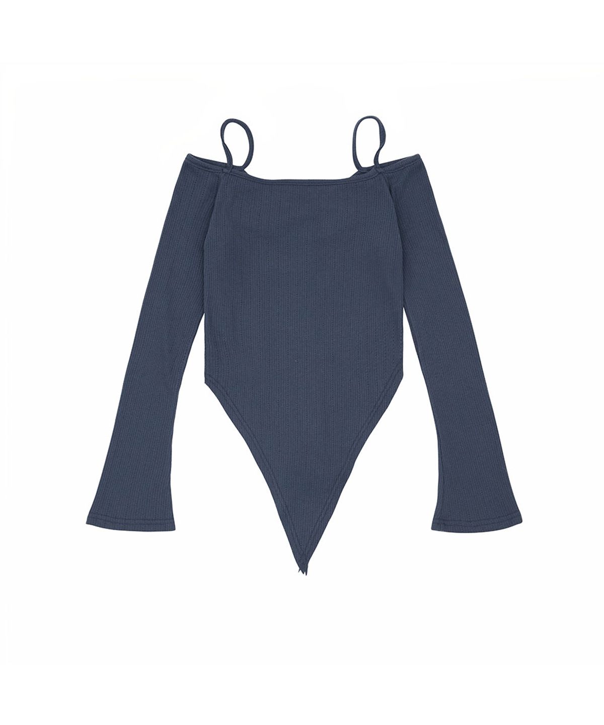 노 엑스트라 터치(NO EXTRA TOUCH) Shirred Off-Shoulder Long Sleeve Tee (Navy) / 26FWTS004NA
